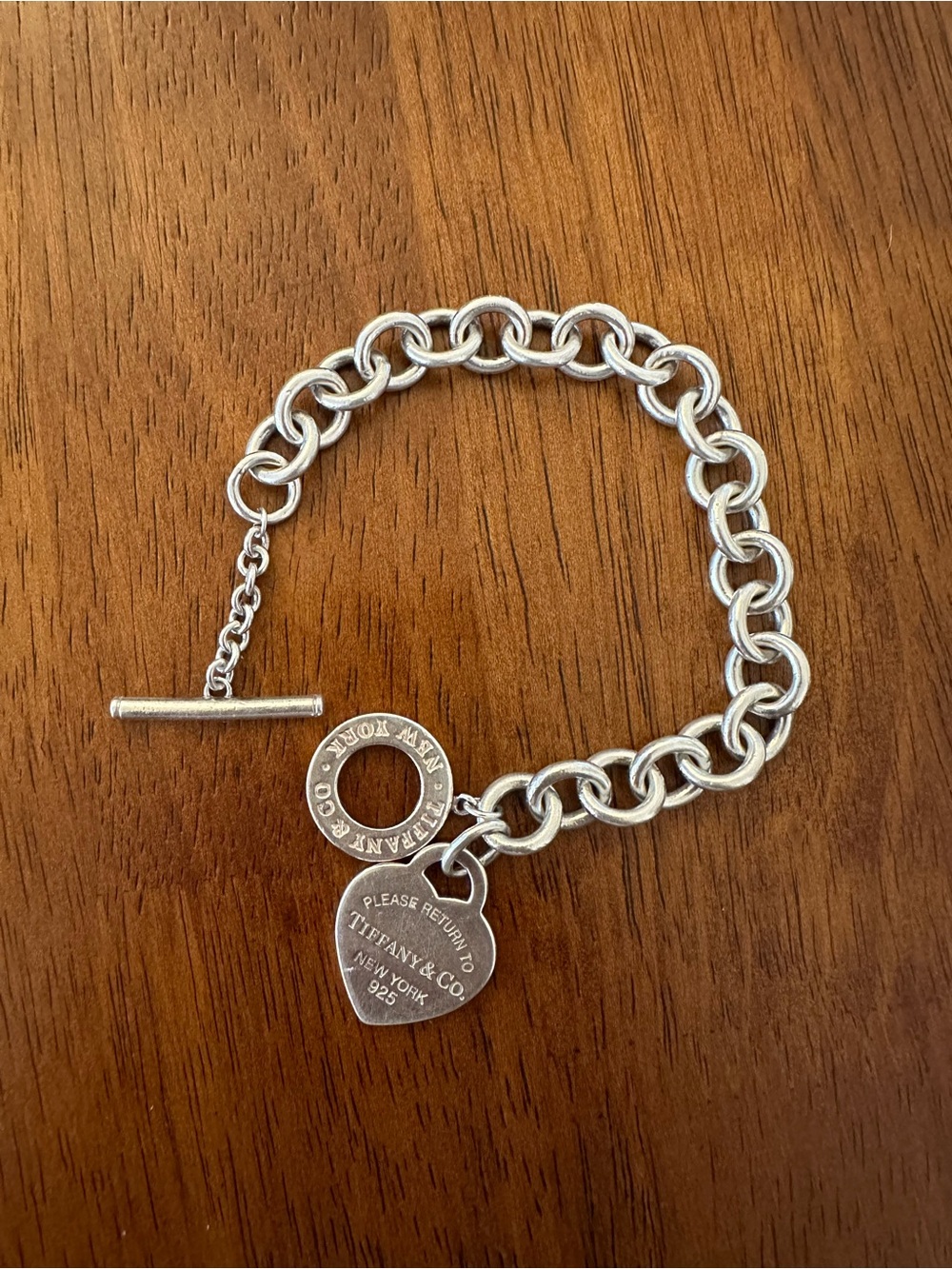 Tiffany & Co. Sterling Silver Heart Tag Toggle Charm Bracelet